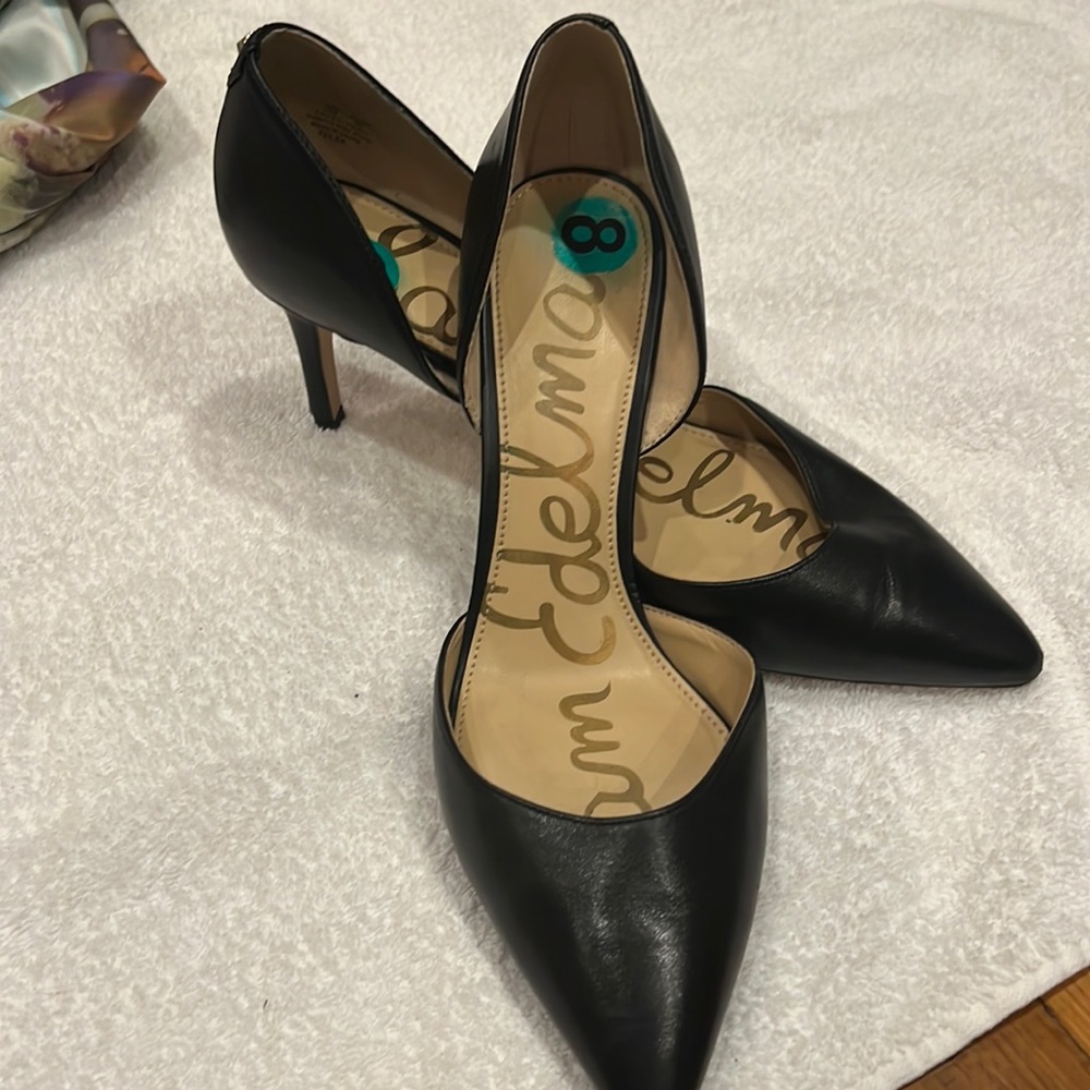 Black leather heels